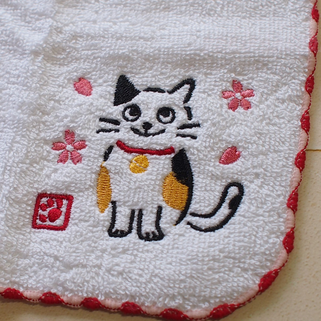楽天市場】猫柄 ハンカチ 黒猫とお花ジャガード タオルハンカチ