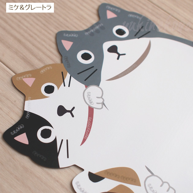 猫 なかよしねこ マグネットメモ ペン付き 猫型 メッセージボード