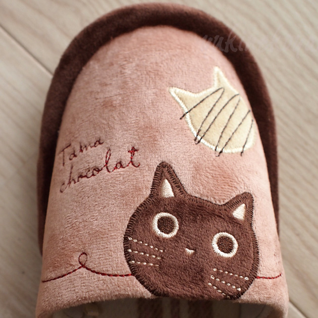 ネコ柄 スリッパ 秋冬用 ショコラたまスリッパ 黒猫たまちゃん ネコ柄 スリッパ 秋冬用 ショコラたまスリッパ 黒猫たまちゃん
