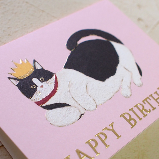 猫イラスト ミニカード そで山かほ子 THANK YOU HAPPY BIRTHDAY 御礼