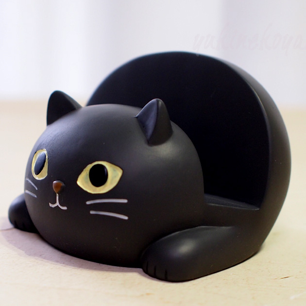 猫 ネコ スマホスタンド 目が光る猫のスマホスタンド 蓄光 ミケ 黒 猫