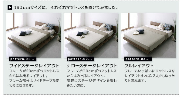 正規品 モダンデザインローベッド プレミアムボンネルコイルマットレス付き ナローステージ ダブル フレーム幅160 組立設置付 【1686195042】(61656円)