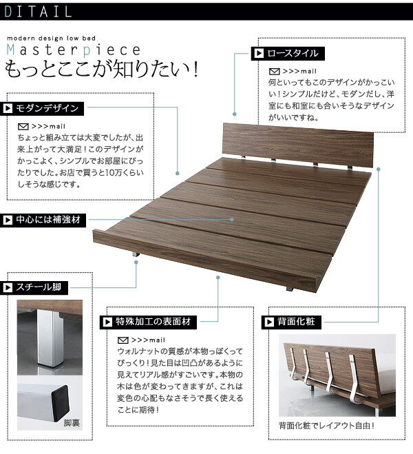 正規品 モダンデザインローベッド プレミアムボンネルコイルマットレス付き ナローステージ ダブル フレーム幅160 組立設置付 【1686195042】(61656円)