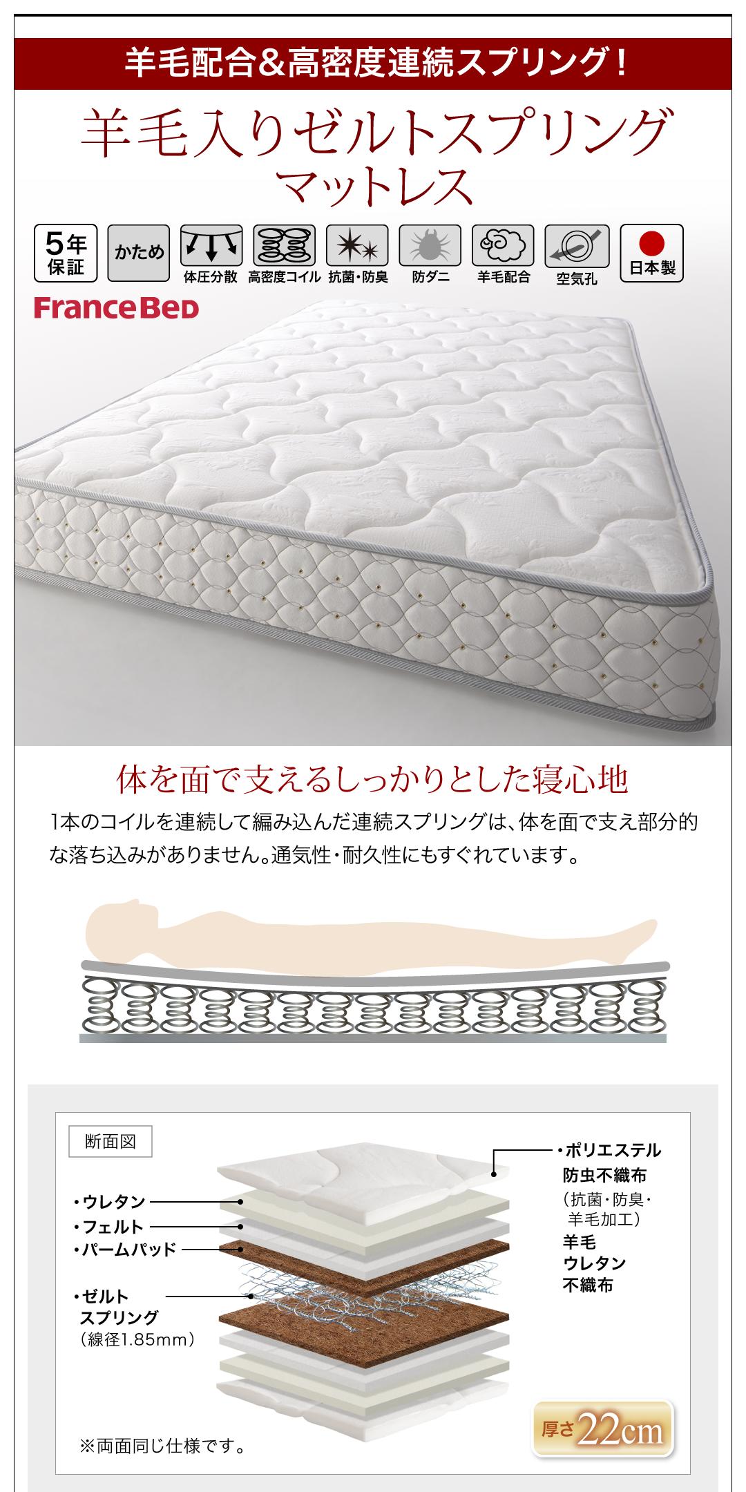 ★最終価格★ ベッド ベット ダブル クイーン D Q ベッドフレーム マットレス付 背もたれ ヘッドレスト マルチラススーパースプリングマットレス付き クイーン 組立設置付 【BCD2578324712】(94277円)
