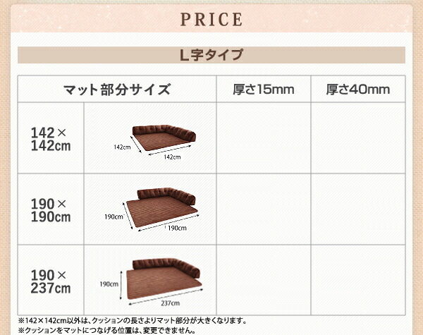 【最終値下げ】 こたつと合わせるソファ こたつに合わせるフロアコーナーソファ L字 マット部分サイズ 142×142cm 厚さ40mm 【3347193666】(21922円)