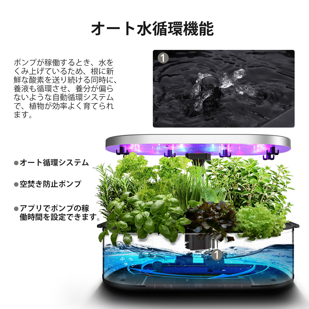 水耕栽培 LED 水耕栽培キット スマートフォン連携 IoT型 アプリ 野菜