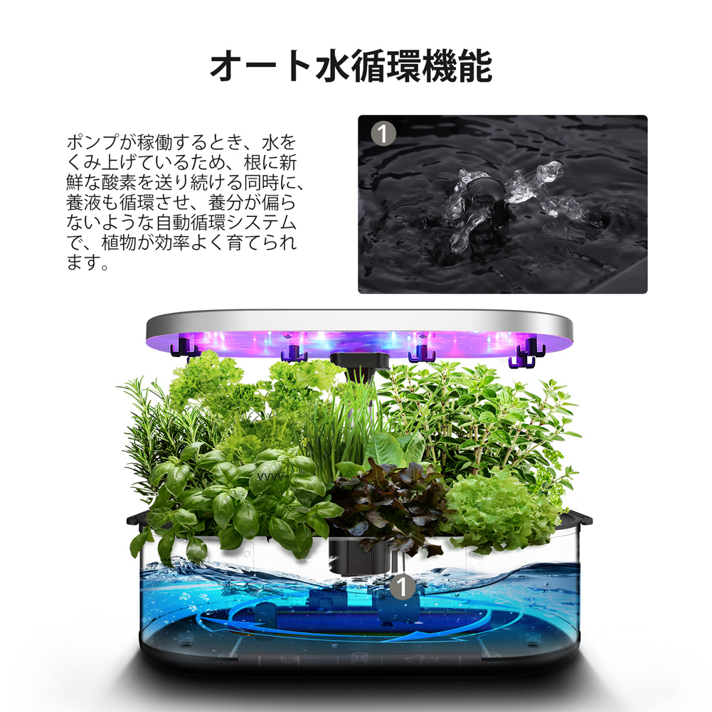 水耕栽培キット スポンジ 光合成 日光の代わり LED 野菜モード 花 果物モード 肥料 栽培 容器