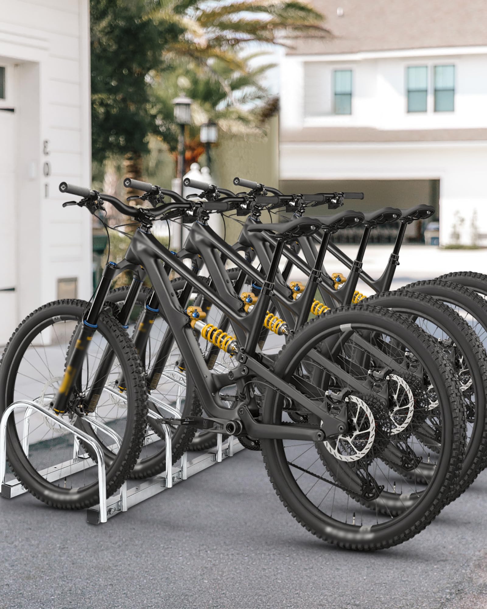 4台用 自転車スタンド 斜め置き 強風対応 転倒防止 サイクルラック