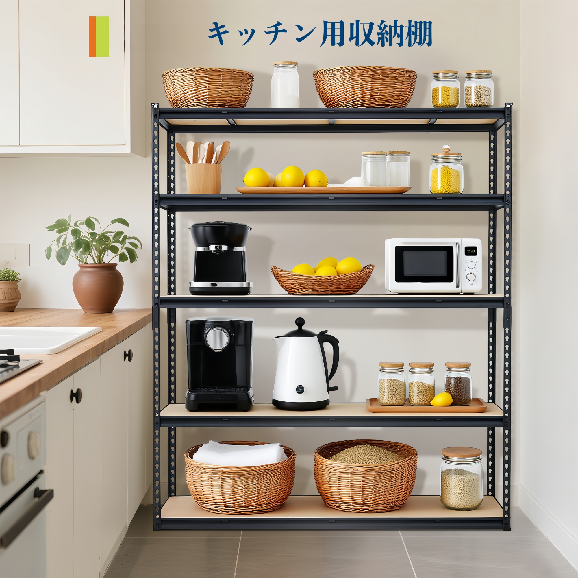 スチールラック 5段 メタルラック 耐荷重1360kg 高さ調節可能 組立簡単