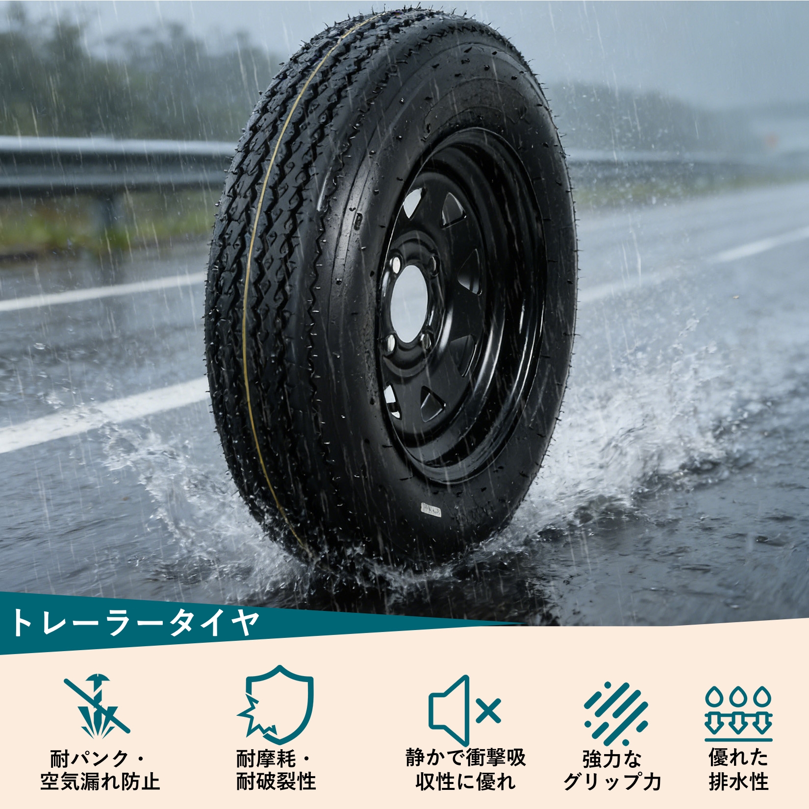 トレーラータイヤ ホイールセット 4.80-12 6PR 2本セット｜5穴 PCD114 