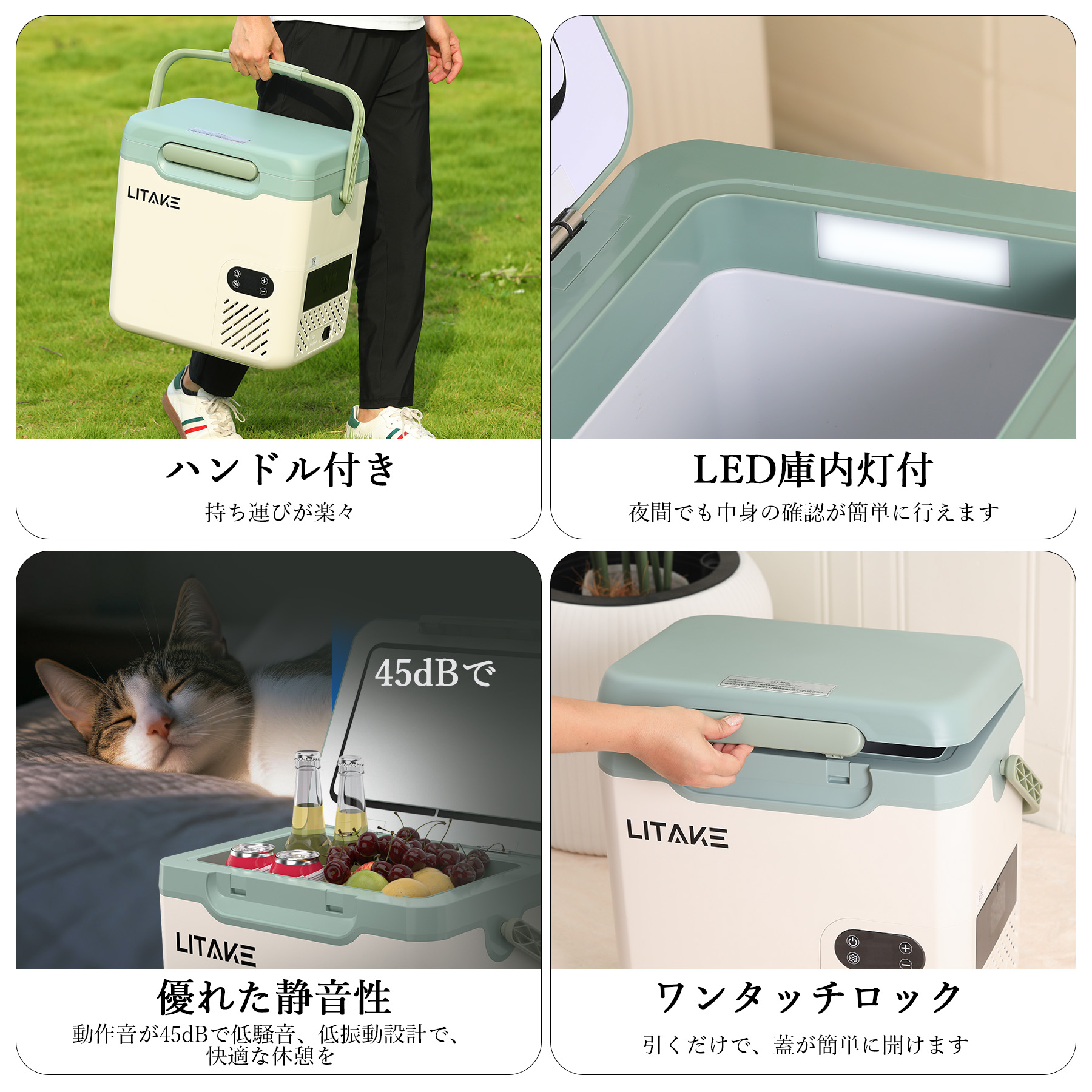 車載冷蔵庫 18L -20℃〜20℃ バッテリー内蔵可能 4Way電源対応 急速冷凍