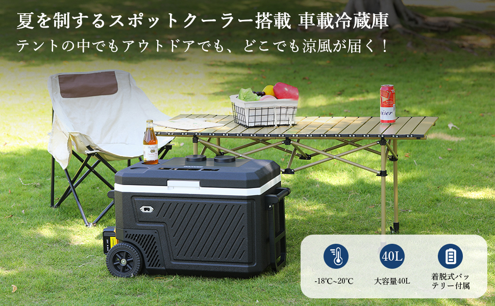 2026新仕様 バッテリー付き ポータブル冷蔵庫 車載冷蔵庫 40L スポット