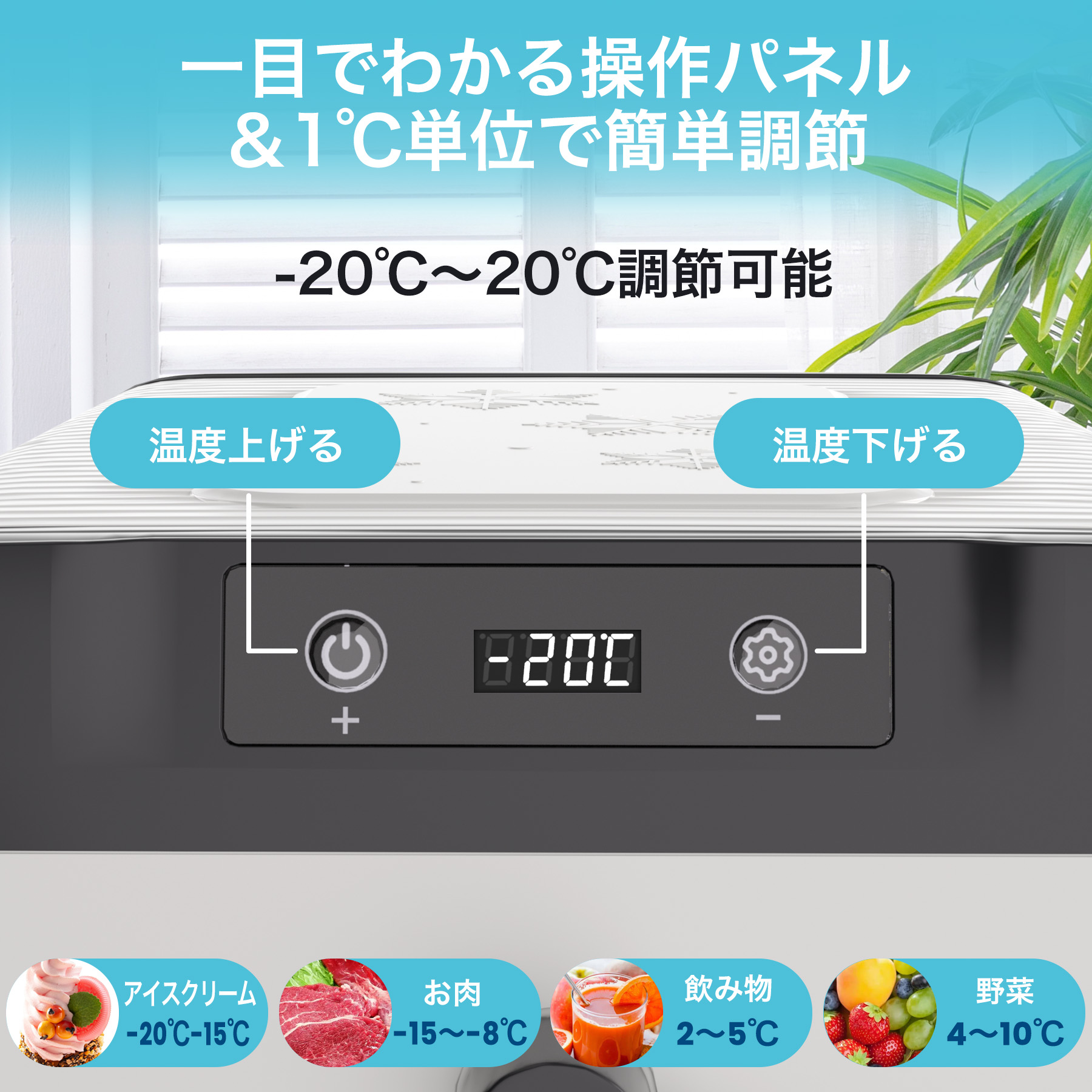 車載冷蔵庫 18L ポータブル冷蔵庫 急速冷凍 -20℃〜20℃ 45W省エネ 静音