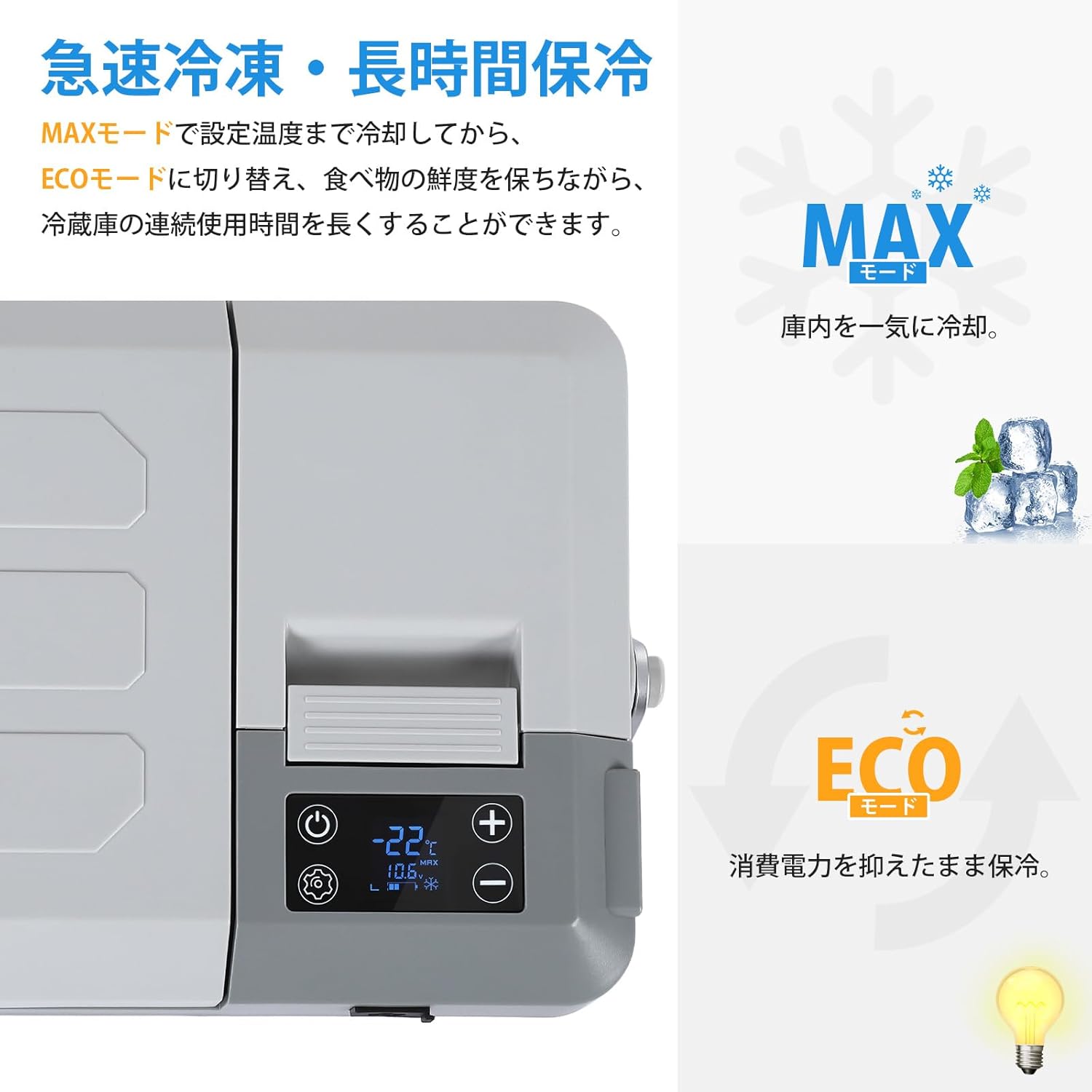 車載冷蔵庫 9L ポータブル冷蔵庫 バッテリー内蔵可能 DC12V/24V AC100V -20℃〜20℃ 急速冷凍 4Way電源対応 車中泊 アウトドア LZ-9L 関連画像5