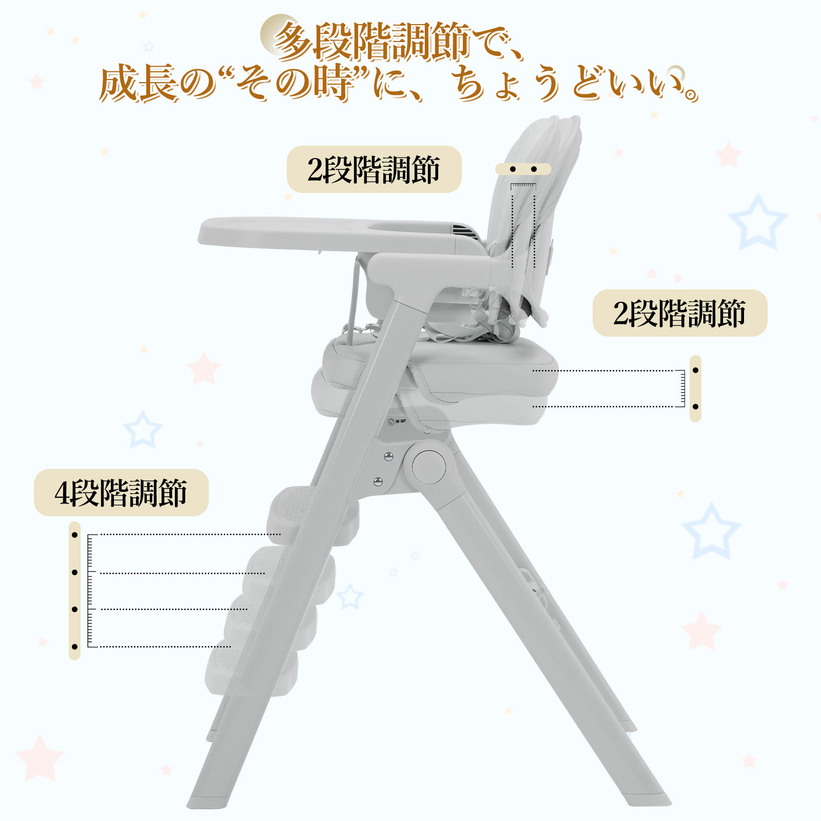 ベビーチェア 折りたたみ ハイチェア テーブル 取り付け 長く使える