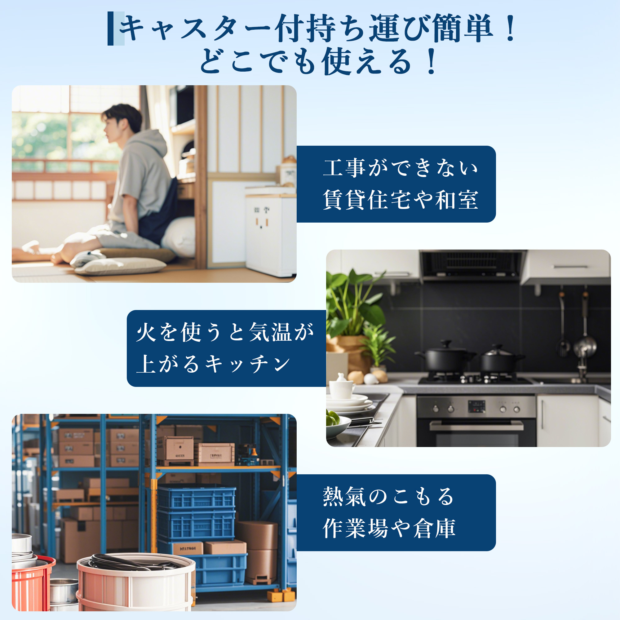 スポットクーラー 移動式 8-12畳 2.7KW エアコン 工事不要 ポータブル