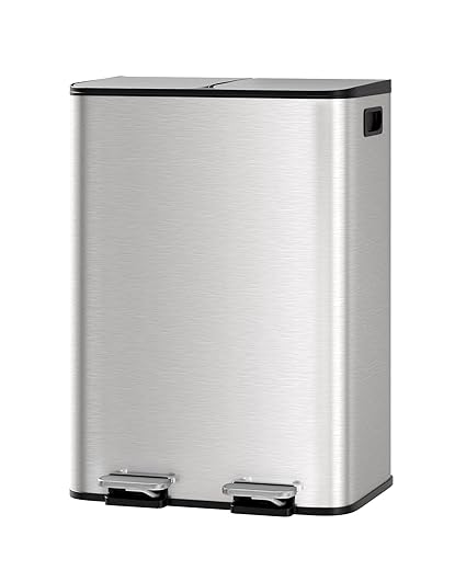 ゴミ箱 ダストボックス 2x30L 蓋付き ペダル式 410ステンレス製 pp素材