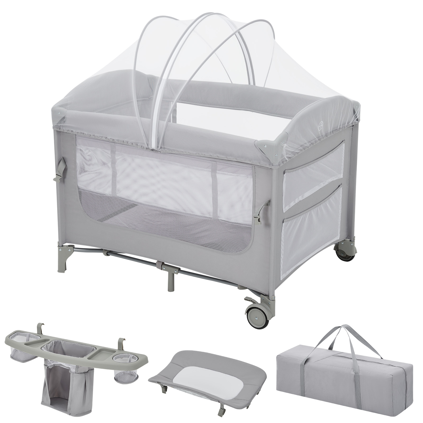 先着26様10%OFF ベビーベッド プレイヤード 蚊帳付き 折りたたみ