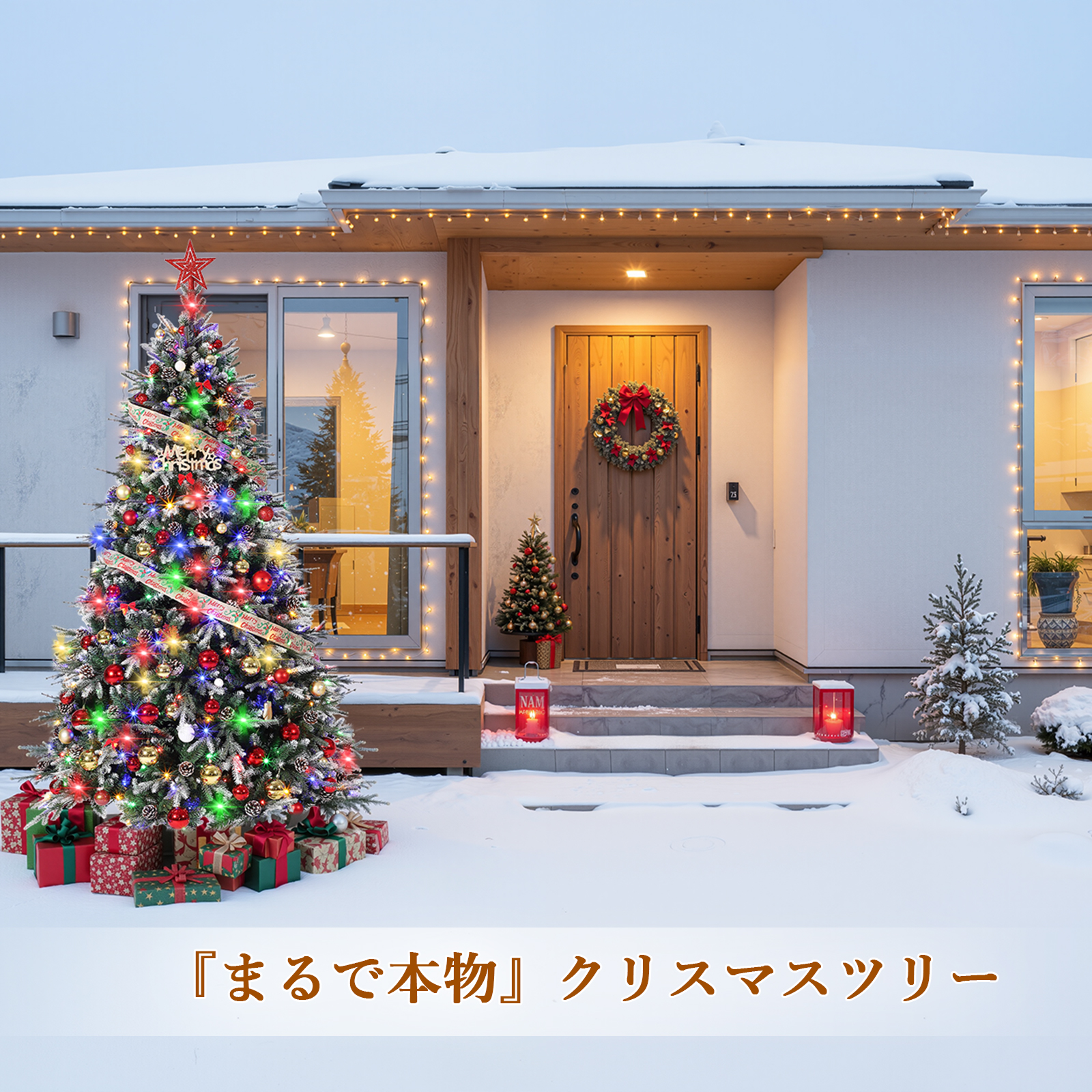 クリスマスツリー ヌードツリー 薄い雪化粧 ヨーロッパトウヒ 飾り
