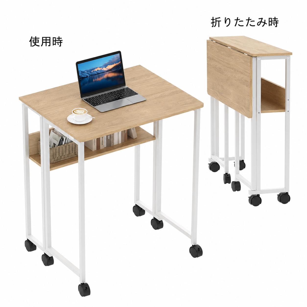 折りたたみデスク パソコンデスク 幅80×奥行50×高さ75cm 省スペース