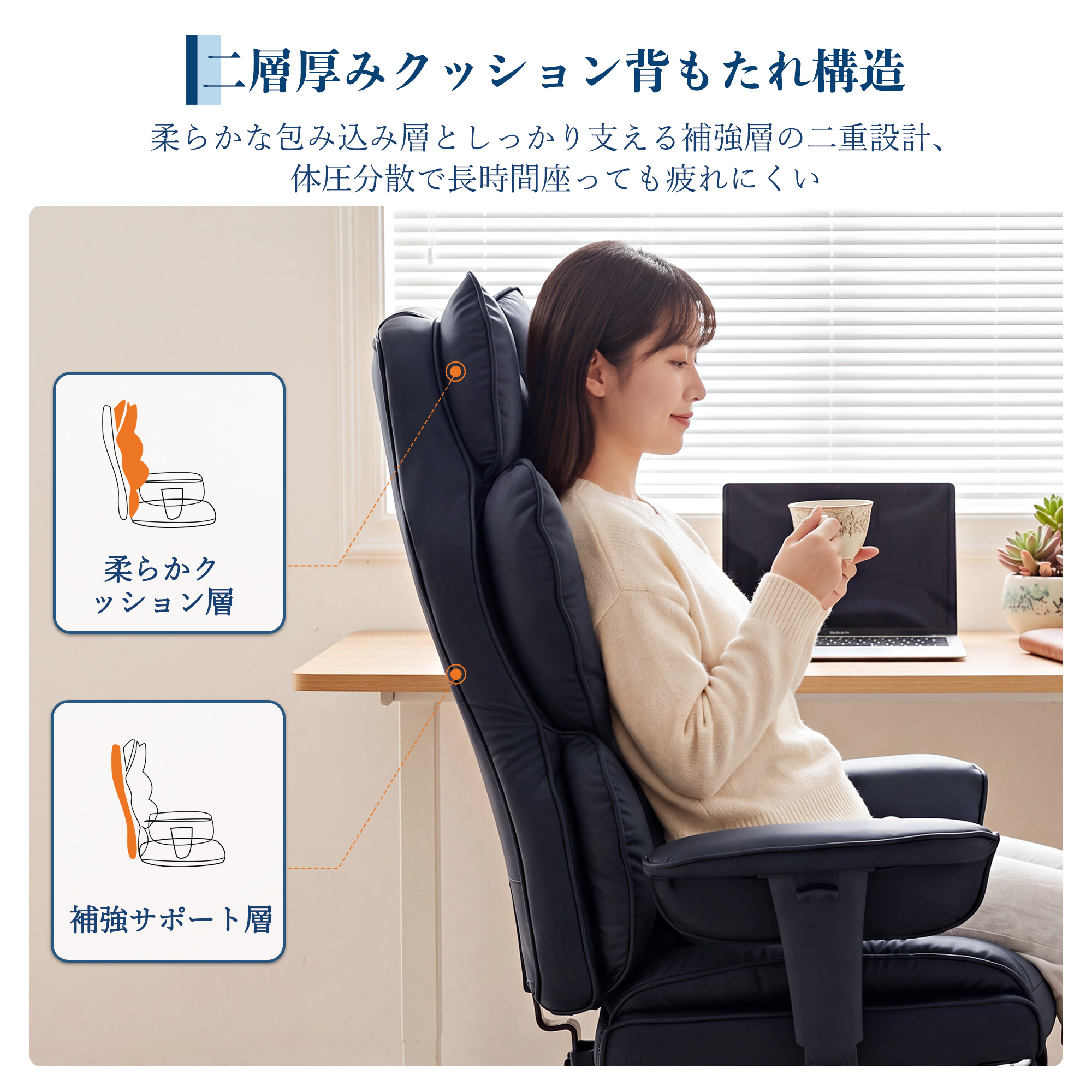 オフィスチェア レザー クッション リクライニング 回転 ゲーミング