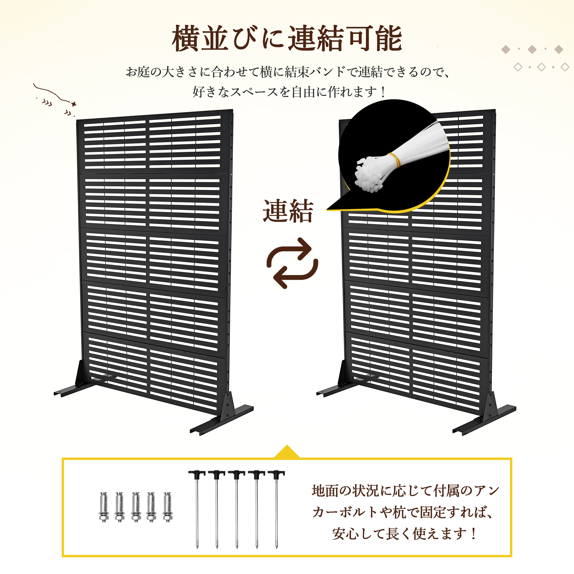 目隠しフェンス 置くだけ ガーデンフェンス フェンス 幅120cm 高さ