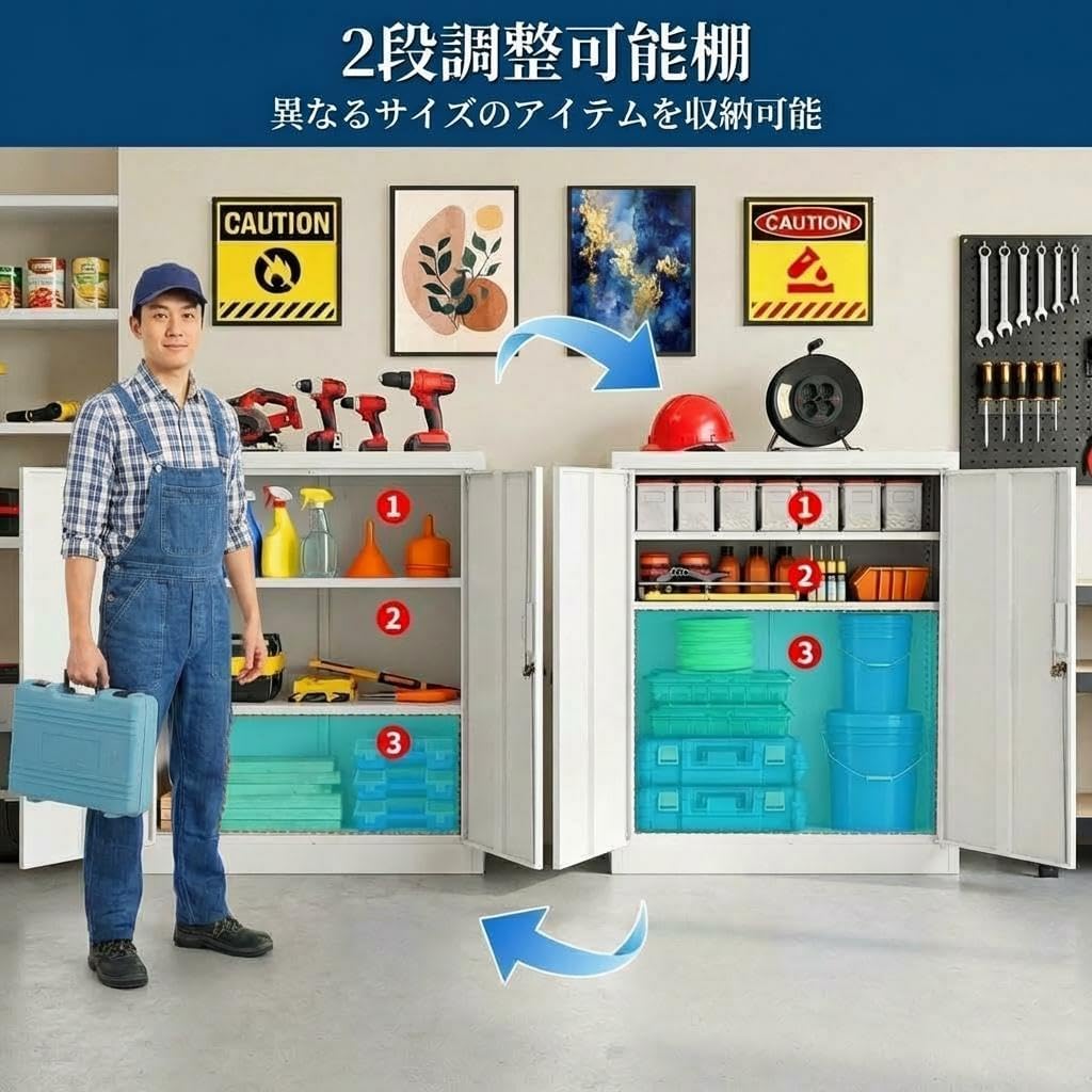 スチールキャビネット 両開き書庫 鍵付き A4 対応 オフィス収納 ホーム