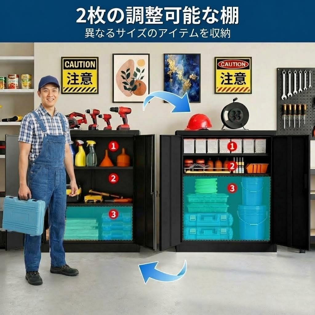 スチールキャビネット 両開き書庫 鍵付き A4 対応 オフィス収納 ホーム