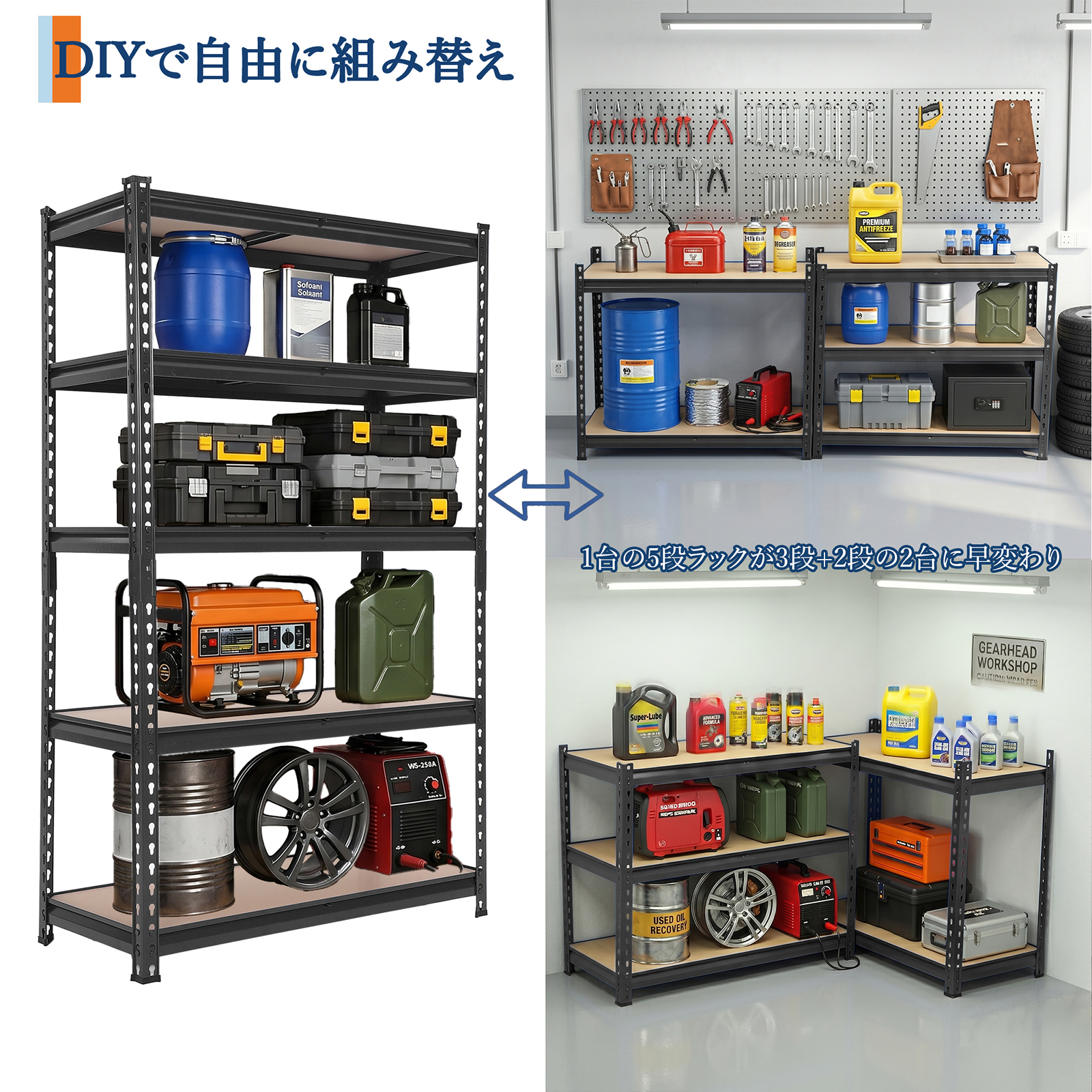 お試し価格 スチールラック 5段 スチール棚 耐荷重1250kg メタルラック 幅90 幅120 幅150 可動棚 奥行60 業務用 オープンラック 中量ラック シェルフ 高さ調節 関連画像3