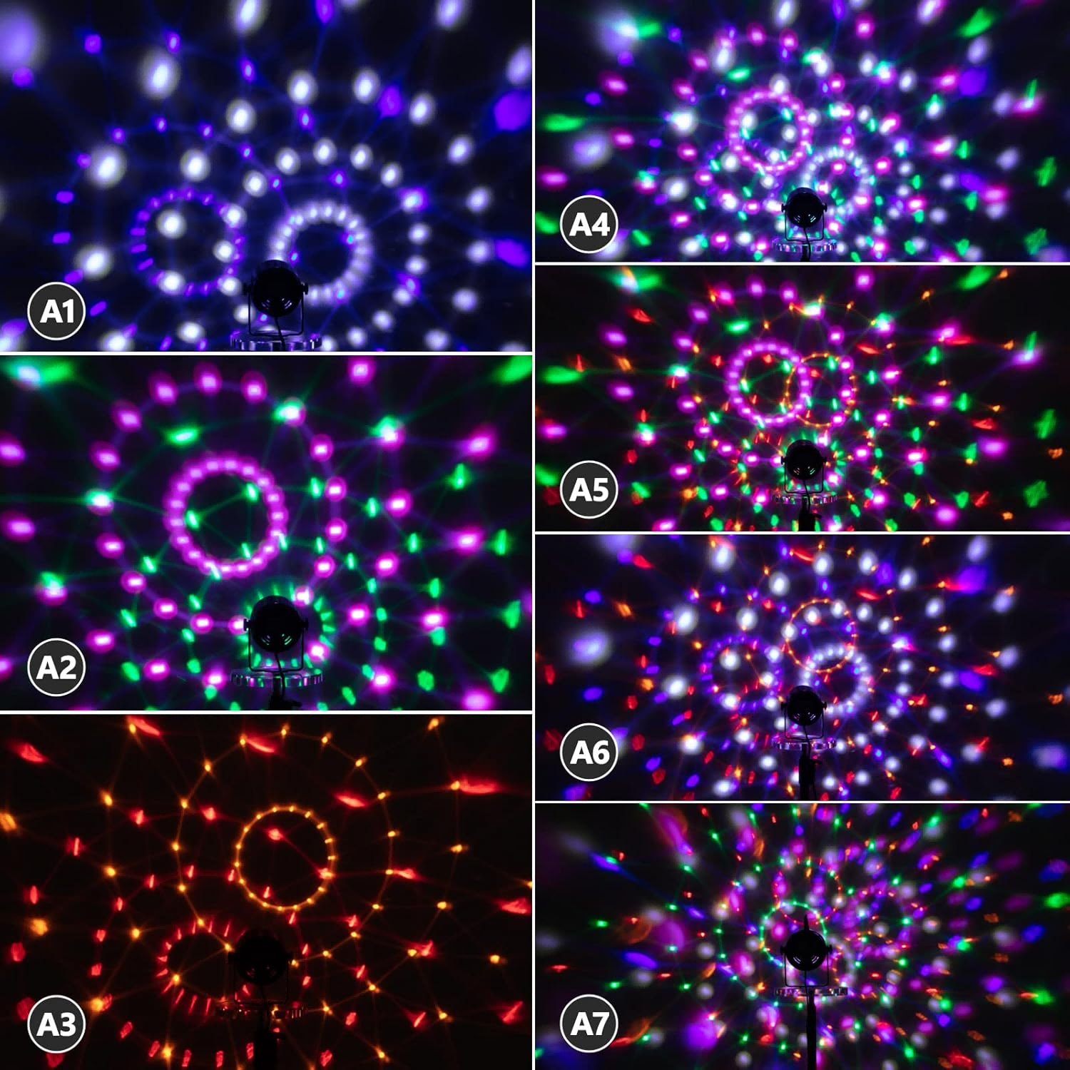 LED ミラーボール ディスコライト 家庭用 7色 RGB 回転 6w リモコン