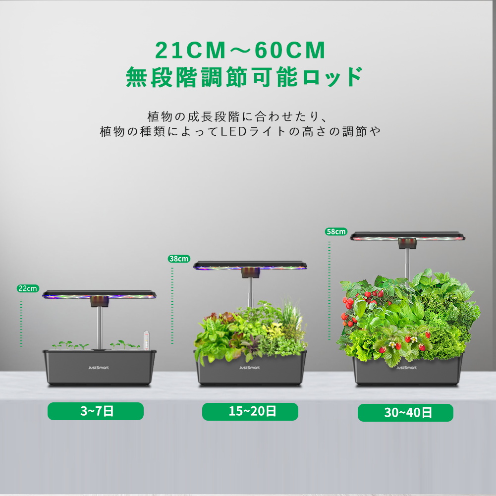 土壌より成長スピードが早くなる 光合成 効率よく 観葉植物 生育サイクル 16時間照射 8時間消灯 サイクル オート循環