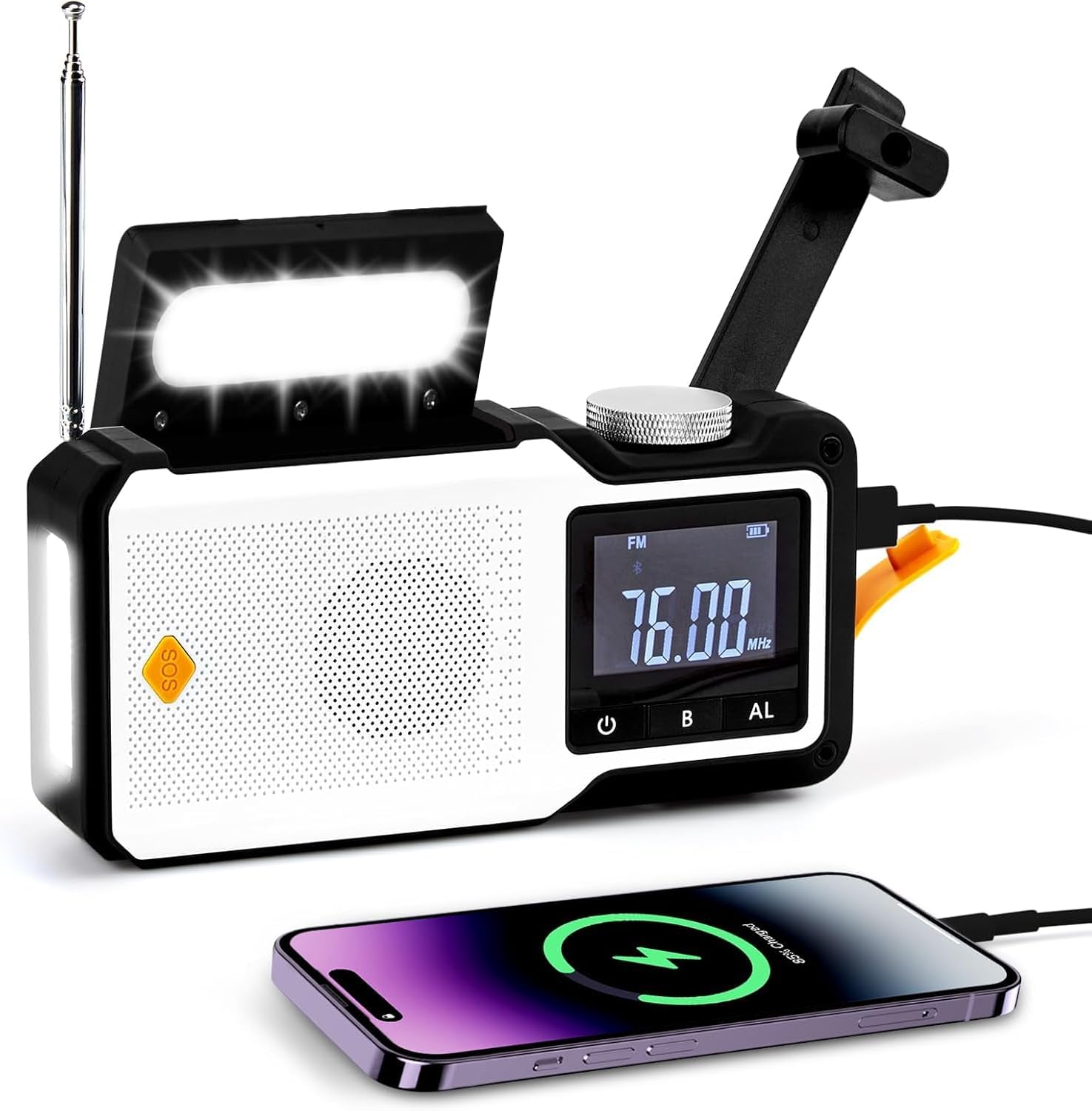 多機能防災ラジオ 自動選局 5000mAh LEDライト ソーラーラジオ AM/FM