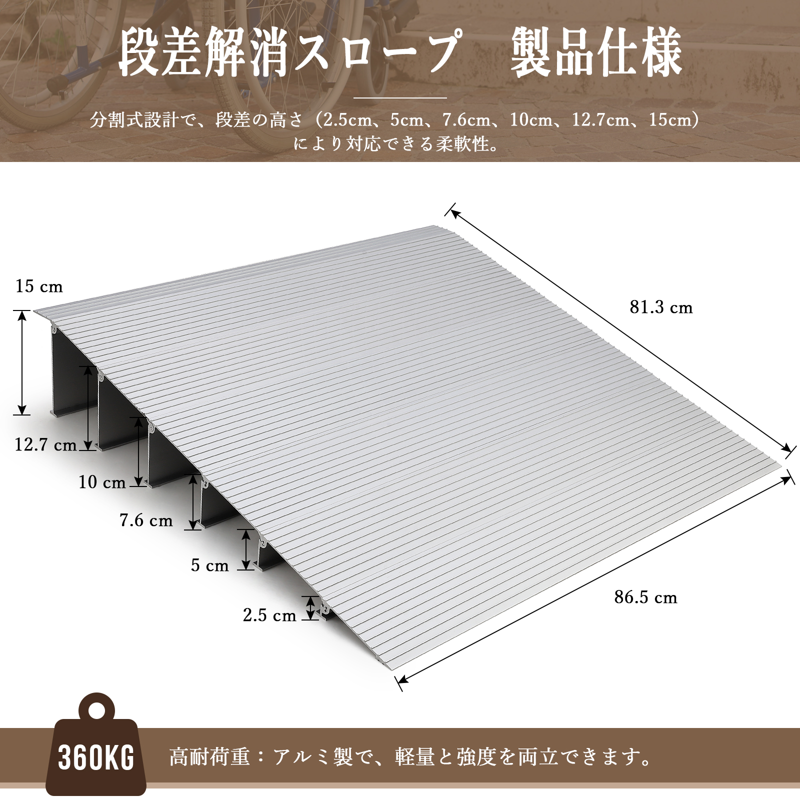 段差プレート 5cm 10cm 13cm 15cm スロープ 分割式 段差スロープ 段差 