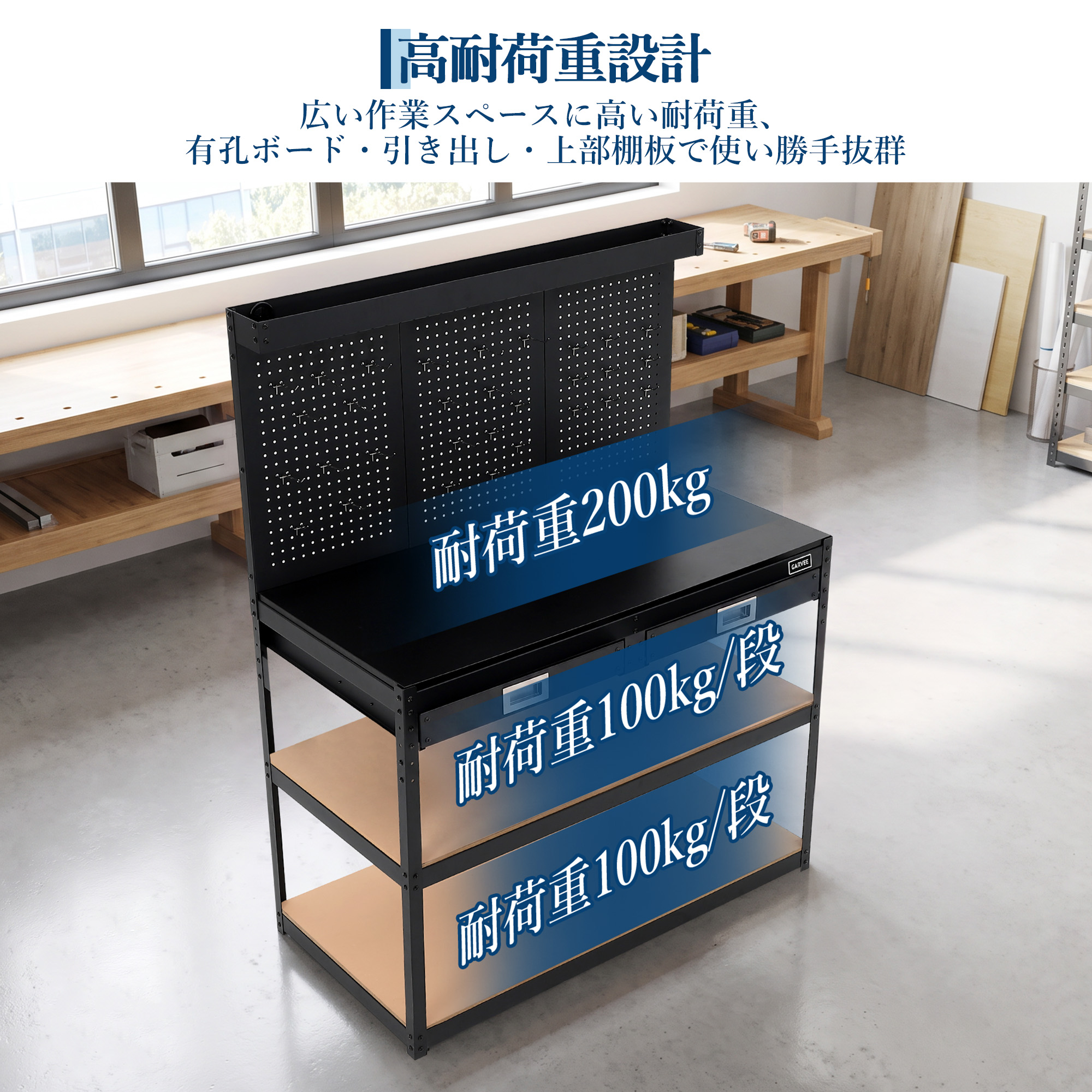 送料無料 ワークテーブル 作業台 ワークベンチ...の詳細画像3