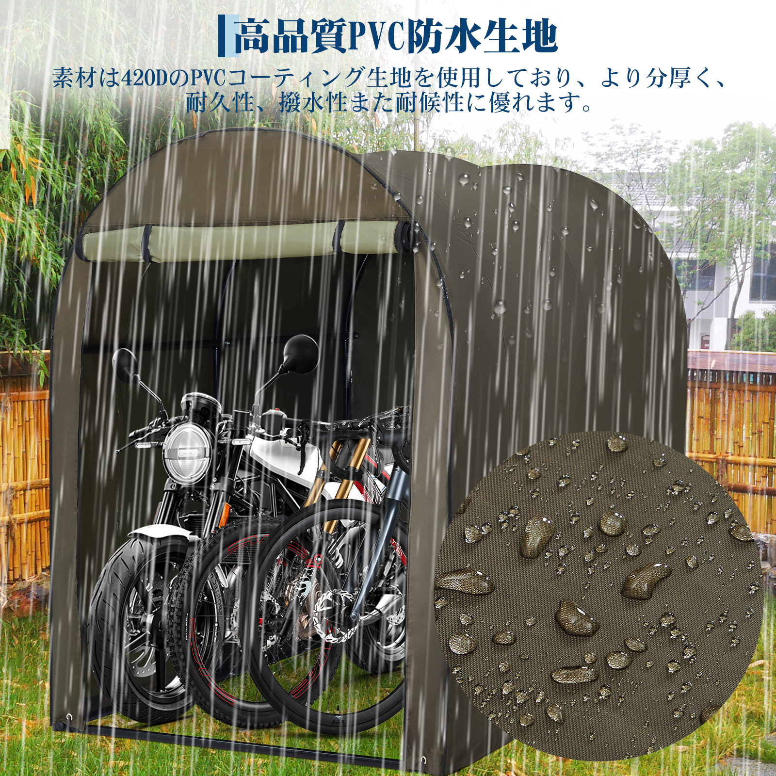 サイクルハウス サイクルポート 2台用 3台用 5台用 420D ガレージ 物置