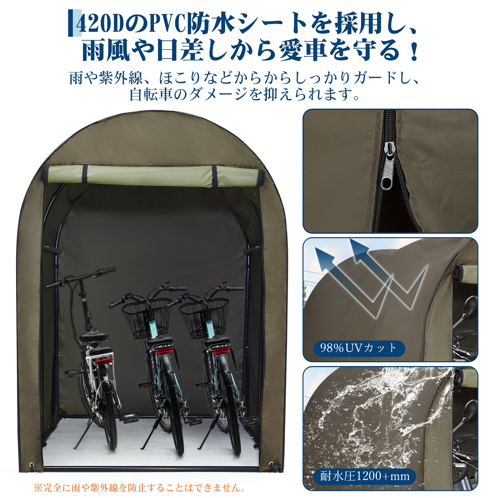 限定クーポン サイクルハウス サイクルポート 2台用 3台用 5台用 420D