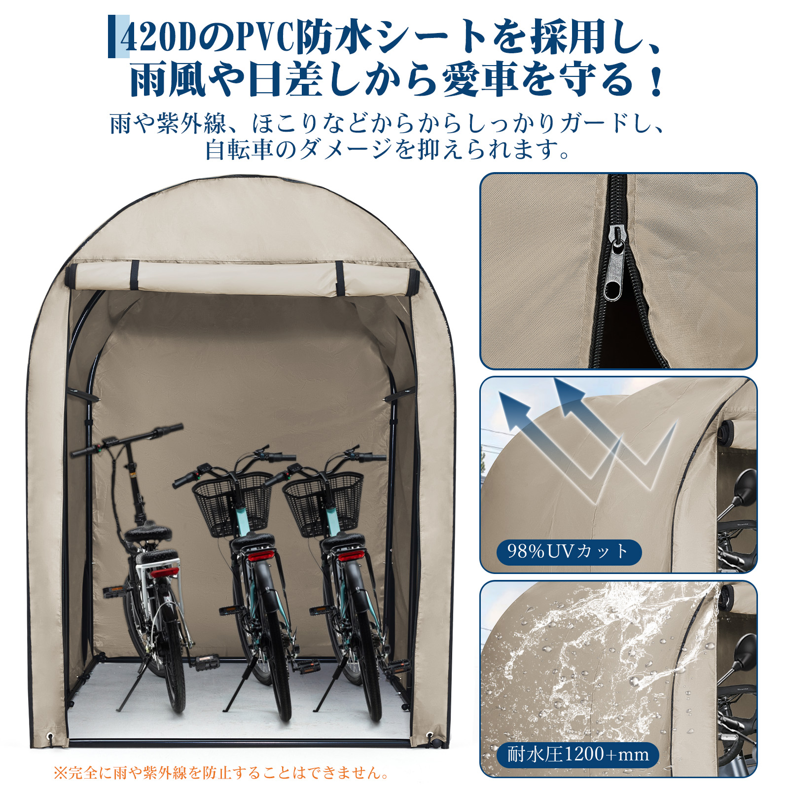 限定クーポン サイクルハウス サイクルポート 2台用 3台用 5台用 420D