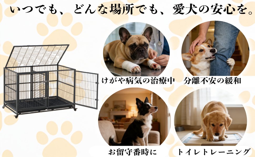 犬ケージ ペットケージ ペットサークル ダブルドア付き 取り外し可能
