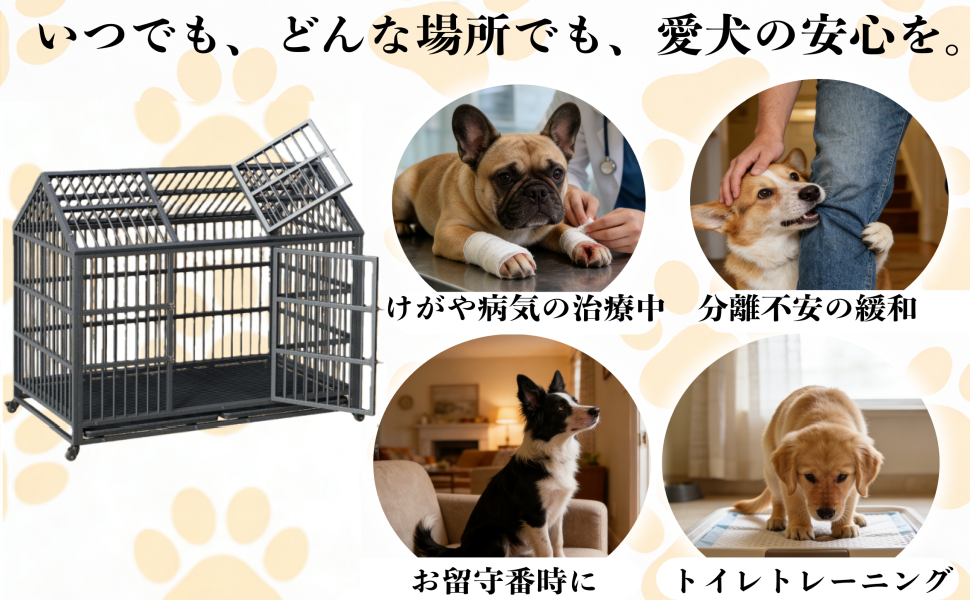 犬ケージ ペットケージ ペットサークル ダブルドア付き 取り外し可能