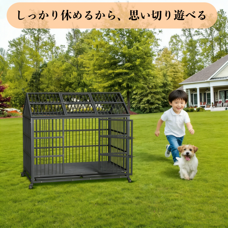 犬ケージ ペットケージ ペットサークル ダブルドア付き 取り外し可能