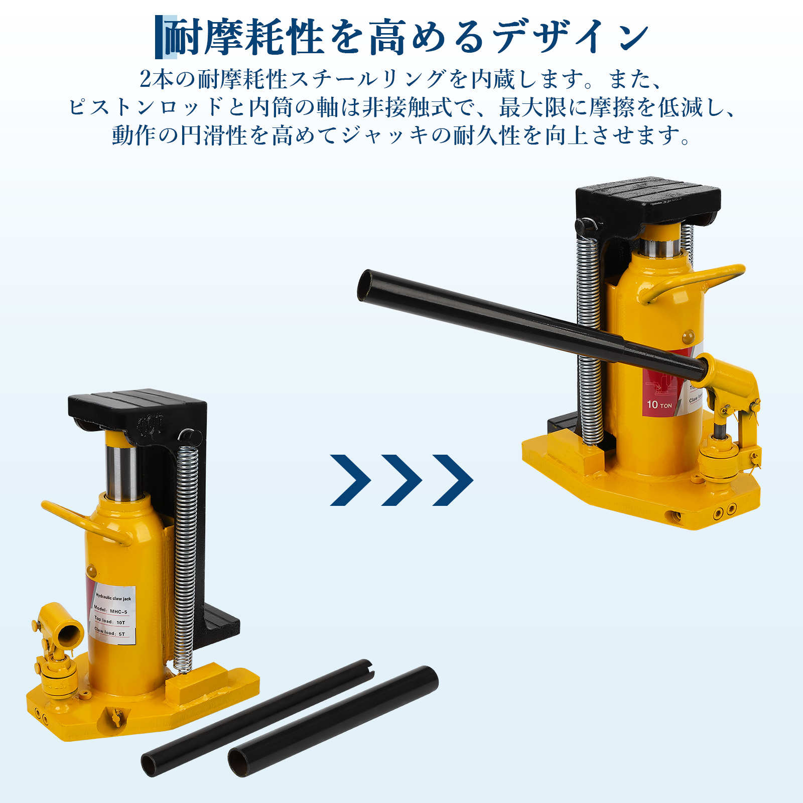 爪ジャッキ 爪付ジャッキ 2個セット 爪部2.5t 5t ヘッド部5t 10t 油圧 
