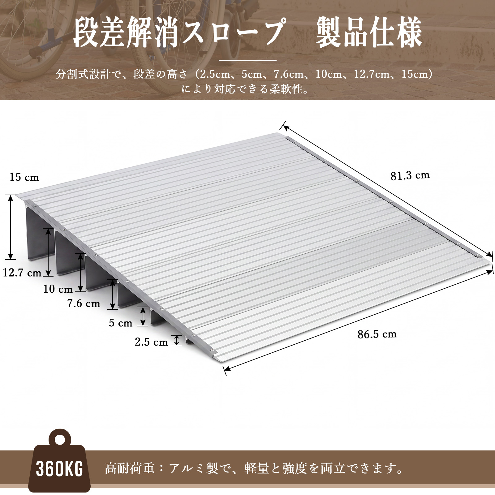 段差プレート 13cm スロープ 分割式 5cm 10cm 15cm 段差スロープ 段差