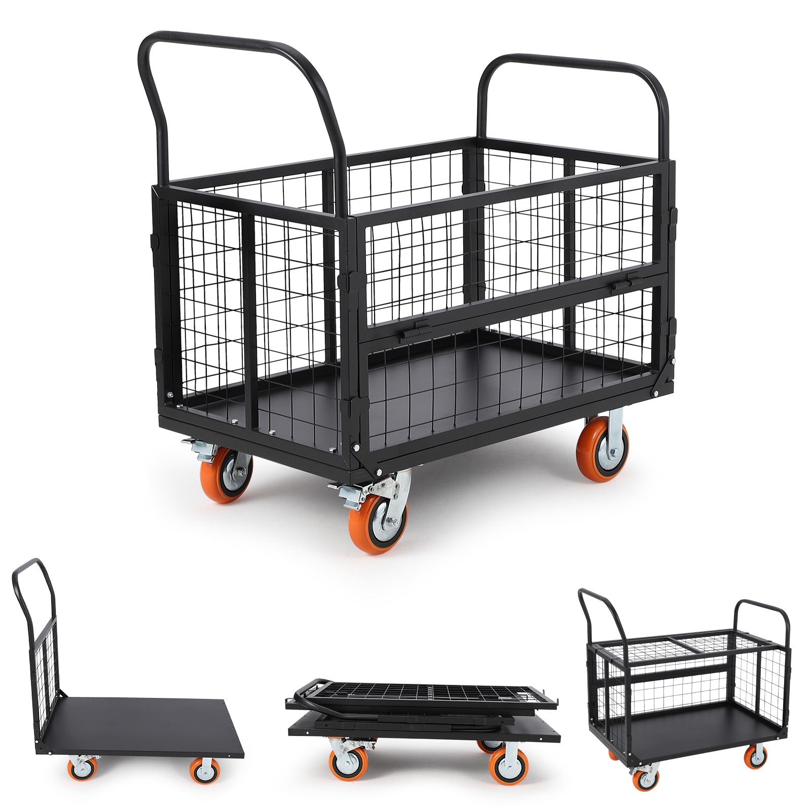 先着26様10%OFF 台車 カゴ台車 耐荷重816kg かご付き台車 運搬台車