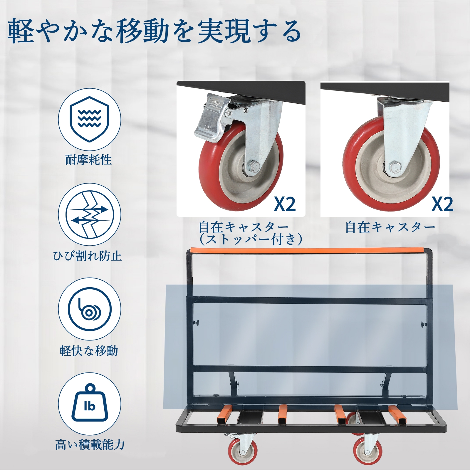 ポニー台車 ガラス運搬用台車 折り畳み式 耐荷...の詳細画像4