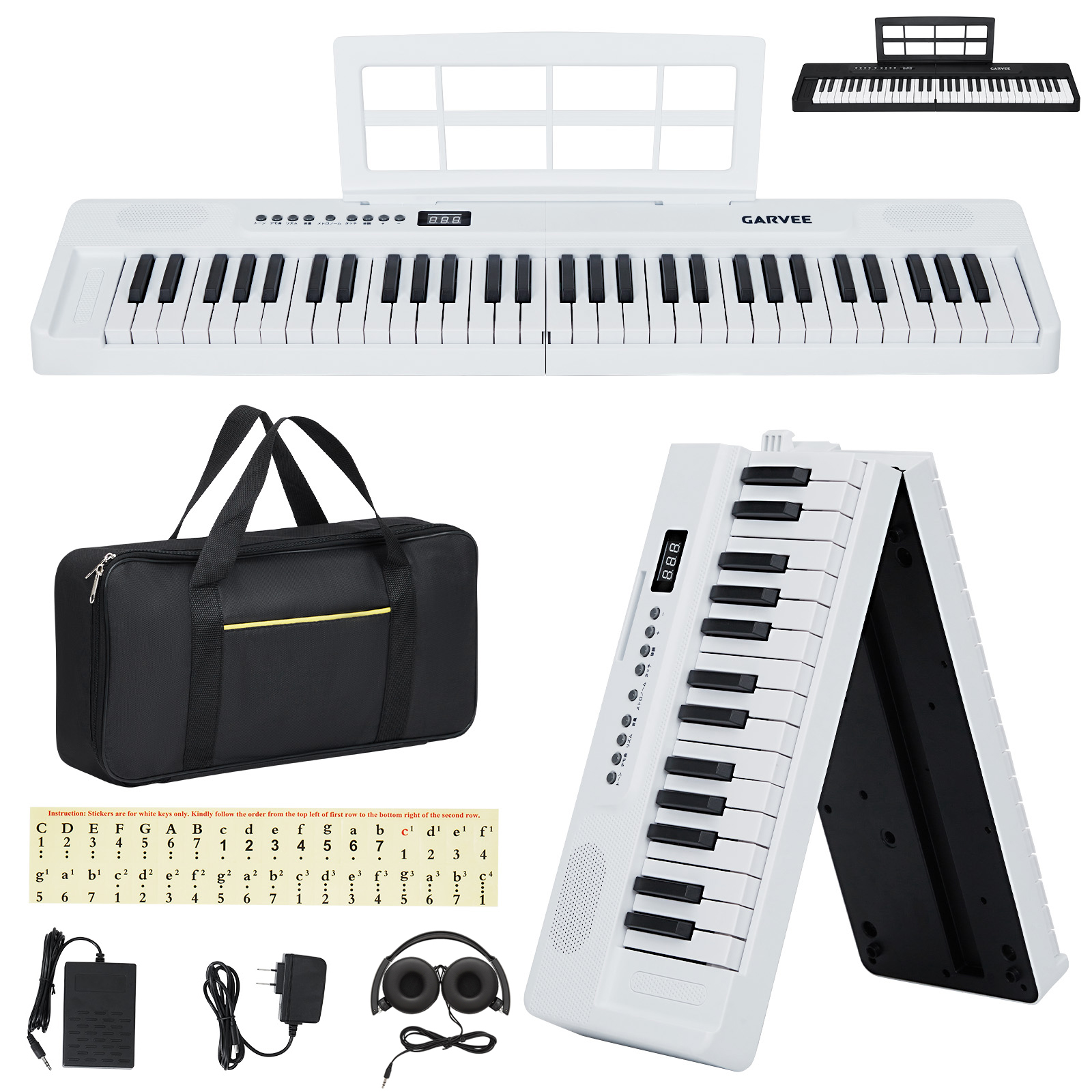 電子ピアノ 折りたたみ 61鍵盤 日本語操作ボタン キーボード ピアノ