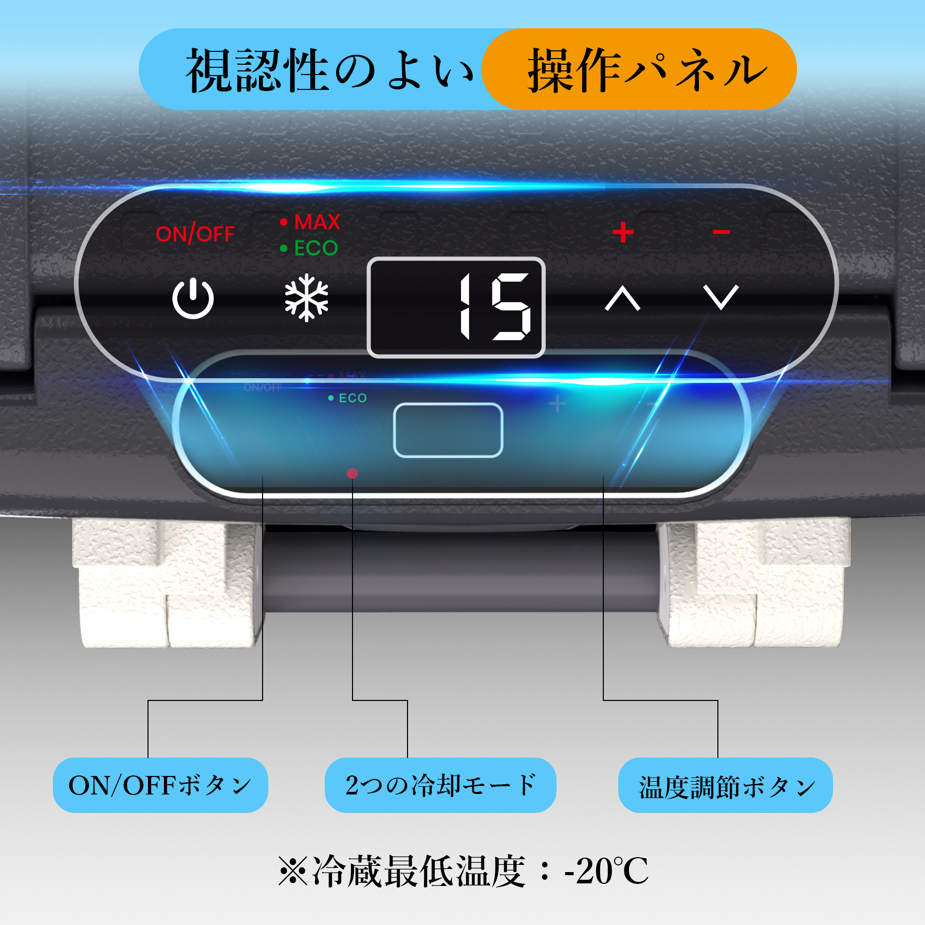 車載冷蔵庫 30L コンプレッサー式 ポータブル冷蔵庫 AC/DC -20〜20° 急速冷凍 静音 3WAY電源対応 車載用冷凍庫 収納バスケット付きの画像