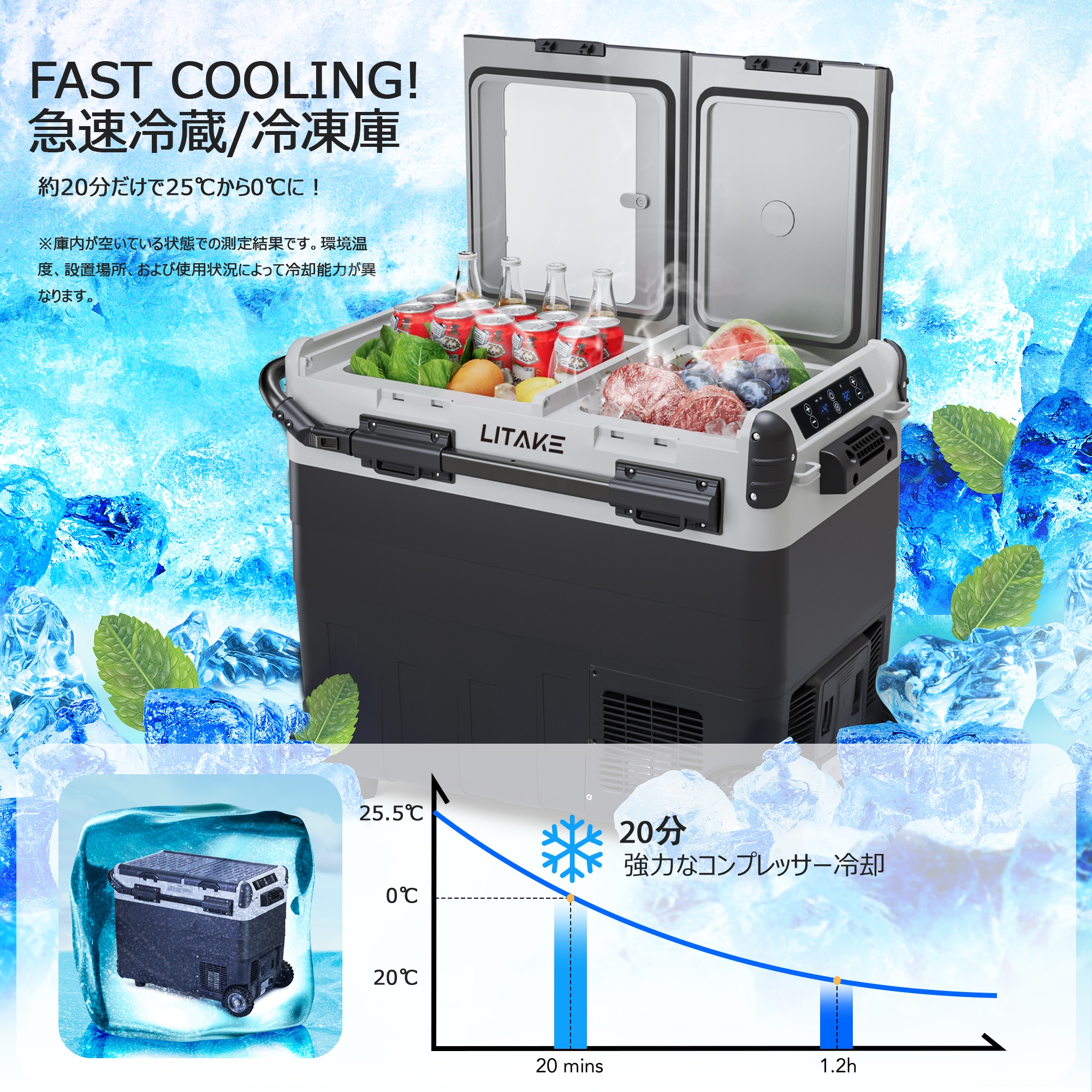 冷凍庫 車載 50L　冷蔵庫 DC 12V 24V AC 家庭用 室内 保冷 VERSOS（ベルソス） 車載冷蔵庫 50l ポータブル冷蔵庫 小型 DC 12V 24V