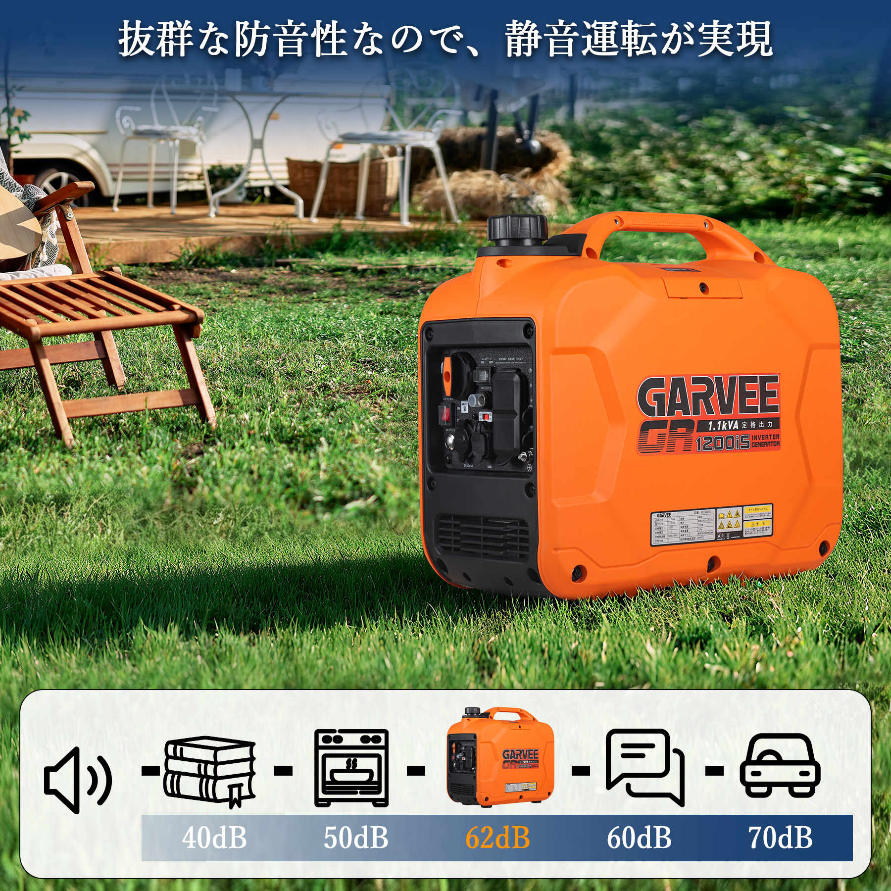 1年保証 発電機 インバーター ガソリン 家庭用 最大出力1200W 小型