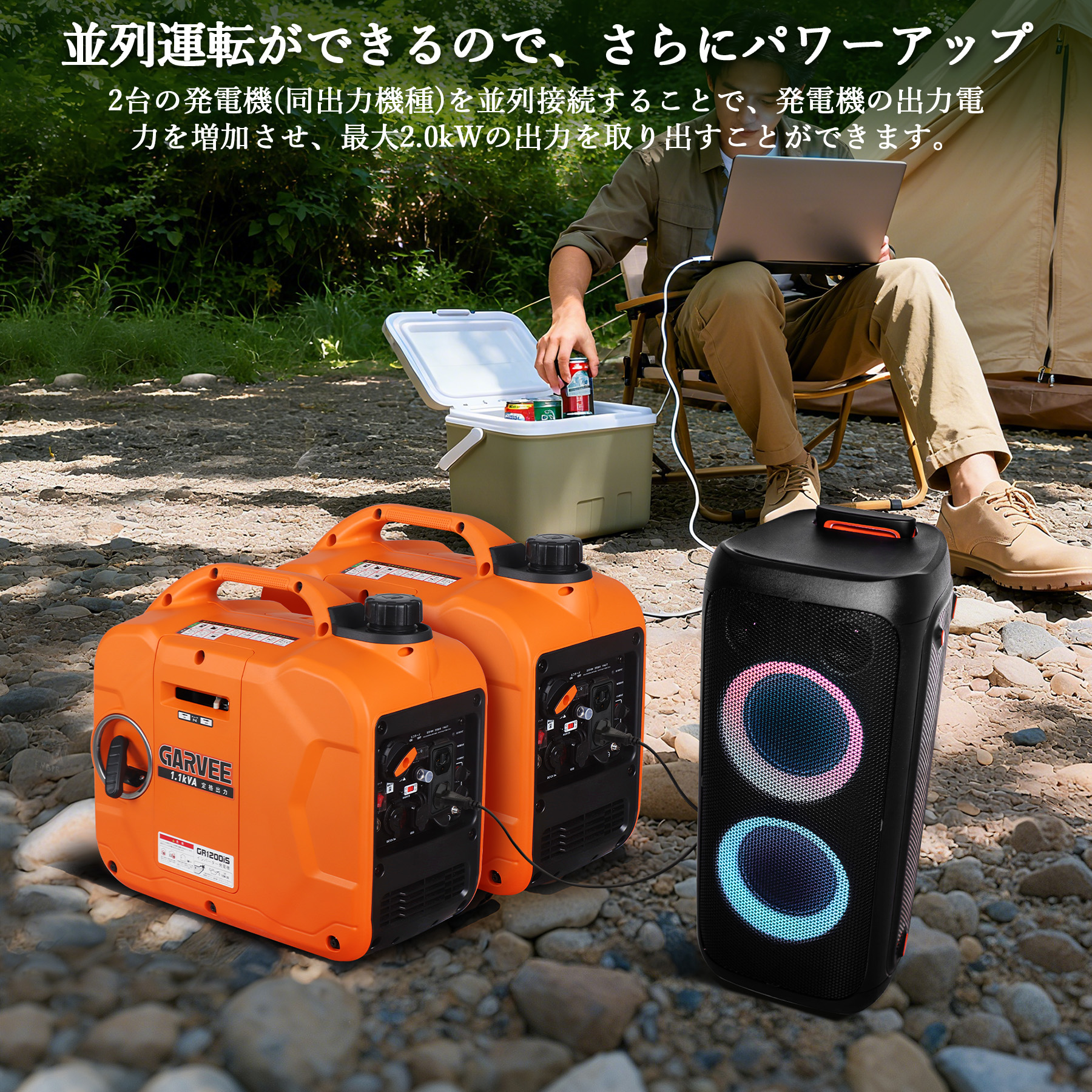 1年保証 発電機 インバーター ガソリン 家庭用 最大出力1200W 小型