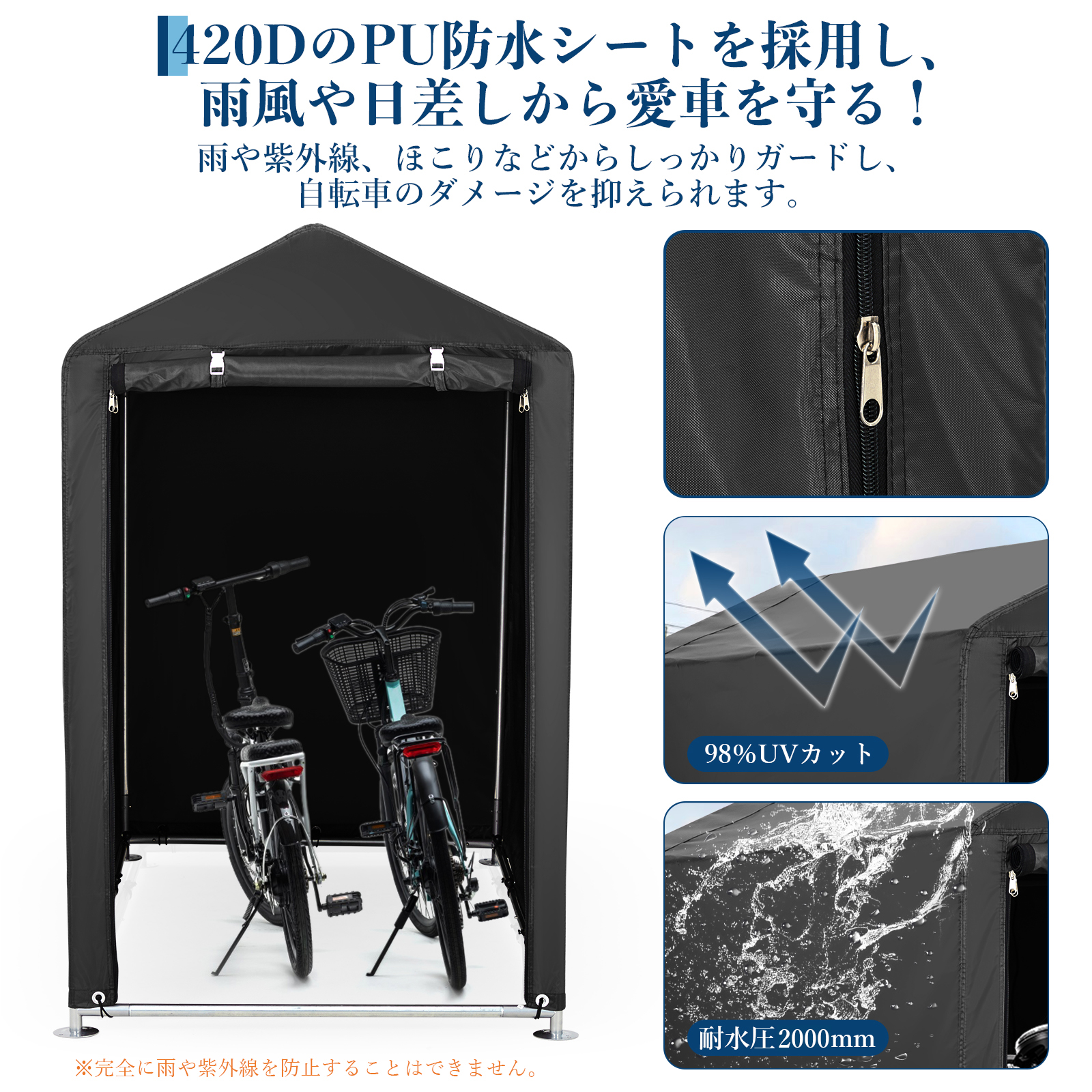 新仕様 サイクルハウス サイクルポート 2台用 3台用 5台用 420D
